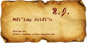 Mátay Jolán névjegykártya